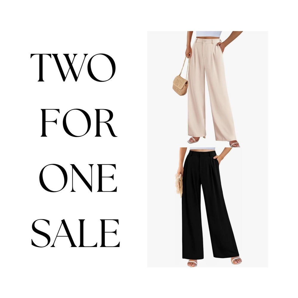 Amazon Cream and Black Wide-Leg Pants